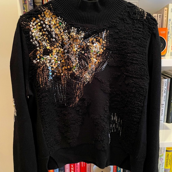 Anthropologie Sweaters - Anthropologie Black Turtleneck Sweater with Gold Sequin Butterfly